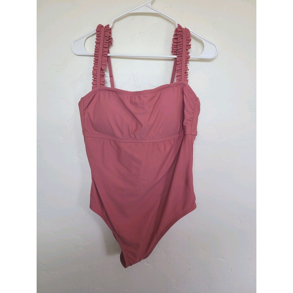 Kona Sol Womens Medium Coverage One Piece Swimsuit, Rose Pink Size L (12-14)